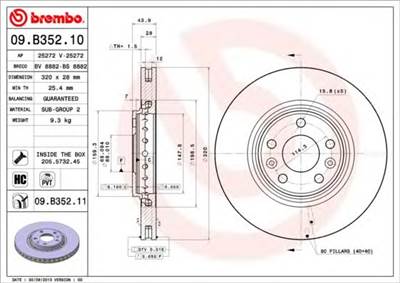 BREMBO 09.B352.11 - féktárcsa RENAULT