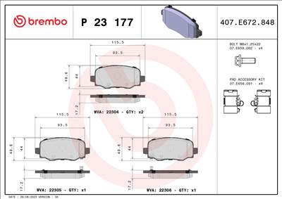 BREMBO P 23 177 - fékbetét ALFA ROMEO FIAT JEEP JEEP (GAC FCA)