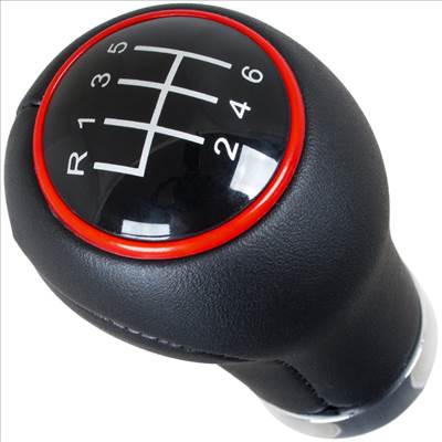 Audi Seat Skoda VW sebességváltó gomb FEKETE  PIROS GYÛRÛ  KRÓM 6 SEBESSÉGES