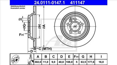 ATE Féktárcsa (hátsó), elektromos kézifék 30769059,31471746