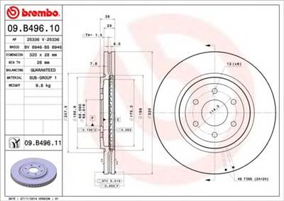 BREMBO 09.B496.11 - féktárcsa NISSAN