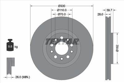 féktárcsa TEXTAR 92220903 for ALFA ROMEO, JEEP