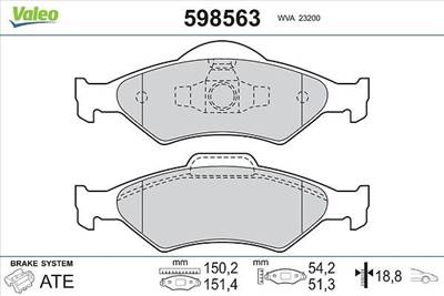 Fékbetét készlet VALEO 598563 for FORD, MAZDA