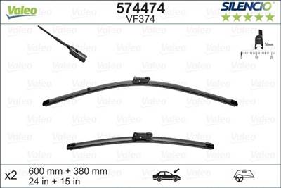 seat toledo 2015-2019 - ablaktörlő lapát 2db (vm374)  ut./vez.o.    silencio x-trm
