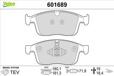 Fékbetét készlet VALEO 601689 for VOLVO, VOLVO ASIA