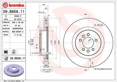 BREMBO 09.B858.11 - féktárcsa LAND ROVER