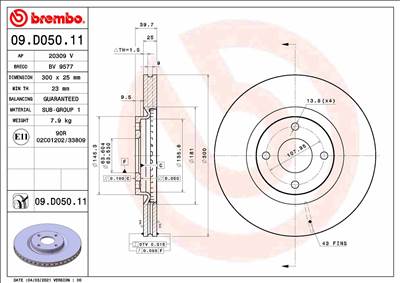 BREMBO 09.D050.11 - féktárcsa FORD