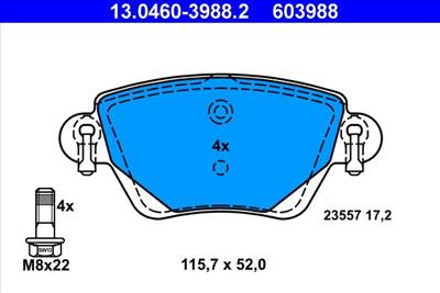 Fékbetét készlet ATE 13.0460-3988.2 for FORD, JAGUAR, RENAULT