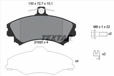 Fékbetét készlet TEXTAR 2192001 for MITSUBISHI, VOLVO, PERODUA, PROTON