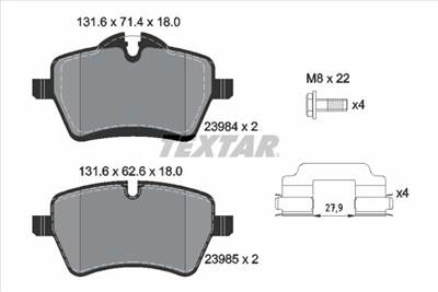 Fékbetét készlet TEXTAR 2398401 for MINI