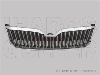 Skoda Superb 2013.06.01-2015.06.01 Hűtődíszrács fekete krómlécekkel és krómkerettel (1KY7)