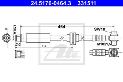 ATE 24.5176-0464.3 - fékcső OPEL VAUXHALL