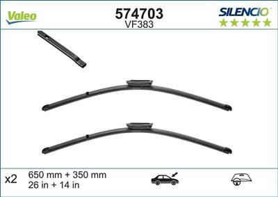 Renault Clio 2016-2019 - Ablaktörlő lapát 2db (VM383)  Vez/Ut.o.   SILENCIO