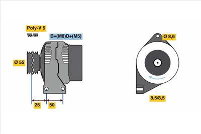 generátor BOSCH 0 986 049 540 for FIAT, FORD, LANCIA