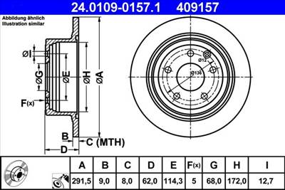 féktárcsa ATE 24.0109-0157.1 for NISSAN