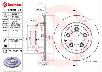 BREMBO 09.C988.21 - féktárcsa PORSCHE