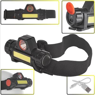 Geko Forgatható fejű fejlámpa, 3W COB LED + 1W XPE, 800mAh, IP20 - K02003
