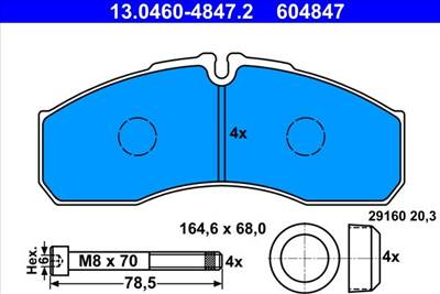 Fékbetét készlet ATE 13.0460-4847.2 for IVECO, RENAULT