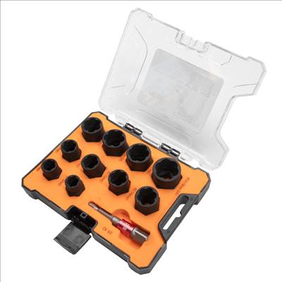 Lincos Csavarkiszedő készlet 3/8" sérült csavarokhoz és anyákhoz, 9-19mm, 11 részes - CL1298011