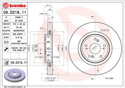 BREMBO 09.D218.11 - féktárcsa HONDA