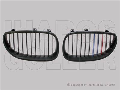 BMW 5 (E60, E61) 2003.07.01-2010.10.01 Hűtődíszrács fekete szett (bal+jobb) M-tech (1BKW)