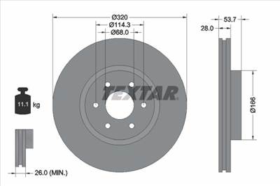 féktárcsa TEXTAR 92296503 for MERCEDES-BENZ, NISSAN