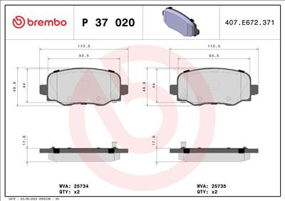 BREMBO P 37 020 - fékbetét CHRYSLER JEEP JEEP (GAC FCA) ROEWE (SAIC)