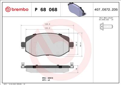 BREMBO P 68 068 - fékbetét RENAULT