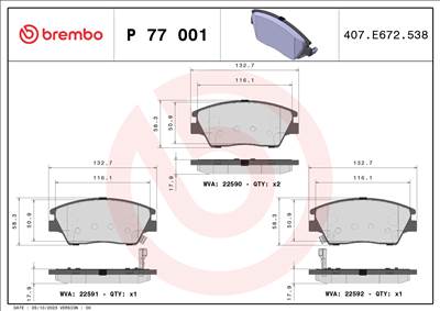 BREMBO P 77 001 - fékbetét SSANGYONG