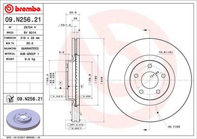 BREMBO 09.N256.21 - féktárcsa FORD FORD (CHANGAN)