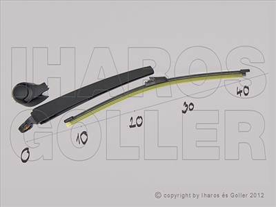 Seat Ibiza 2008.05.01-2012.03.23 Hátsó ablaktörlő kar lapáttal 350mm (3/5 ajtós) (12BK)