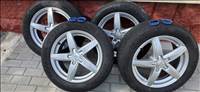  5x112 lyukosztású 16" használt Dezent alufelni, rajta 205/55 használt Continental nyári gumi gumi 
