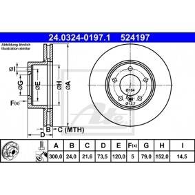 Ate Bmw E81, E82, E87, E88, 3 ajtós típusok, 300x24mm-es, Powerdisc, első féktárcsa