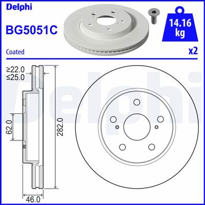 DELPHI BG5051C - féktárcsa SUZUKI TOYOTA