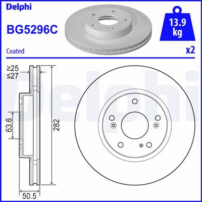 DELPHI BG5296C - féktárcsa FORD FORD (CHANGAN)