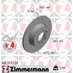 Zimmermann Audi A1 (Typ: 8X), 5x100-as, 272x10mm-es, Coat Z bevonatolt, hátsó féktárcsa