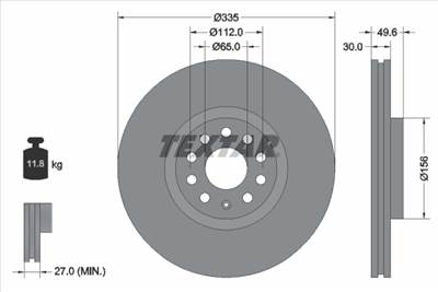 TEXTAR 92319205 - féktárcsa AUDI (SAIC) VW (SVW)