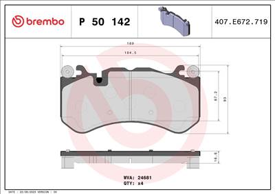 BREMBO P 50 142 - fékbetétkészlet, tárcsafék BRABUS MERCEDES-BENZ PUCH