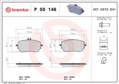 BREMBO P 50 146 - fékbetétkészlet, tárcsafék MERCEDES-BENZ MERCEDES-BENZ (BBDC)