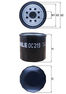 MAHLE OC 215 - olajszűrő BEDFORD CHANGAN (CHANA) CHERY CHEVROLET DAEWOO DAIHATSU GEO HAFEI INNOCENTI