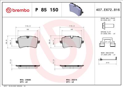 BREMBO P 85 150 - fékbetét AUDI AUDI (FAW) PORSCHE VW (SVW)