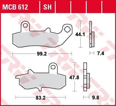 SUZUKI DR 650 R/RE Hátsó fékbetét TRW UTCAI MCB612