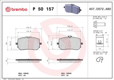 BREMBO P 50 157 - fékbetétkészlet, tárcsafék MERCEDES-BENZ MERCEDES-BENZ (BBDC)