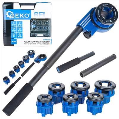 Geko Kézi racsnis csőmenetmetsző készlet 1/4"–5/4", 6 részes - G00999