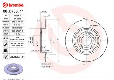 BREMBO 08.D758.11 - féktárcsa MERCEDES-BENZ MERCEDES-BENZ (BBDC)