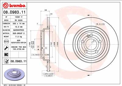 BREMBO 08.D983.11 - féktárcsa MERCEDES-BENZ