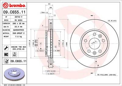 BREMBO 09.C655.11 - féktárcsa ALPINE MERCEDES-BENZ NISSAN RENAULT