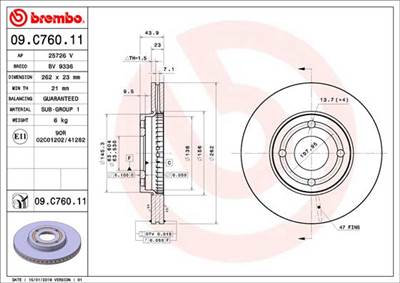 BREMBO 09.C760.11 - féktárcsa FORD