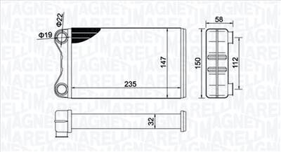 MAGNETI MARELLI 350218424000 - Hőcserélő, belső tér fűtés AUDI SEAT