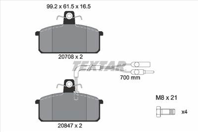 Fékbetét készlet TEXTAR 2070804 for ALFA ROMEO, LANCIA, SEAT, SKODA, …